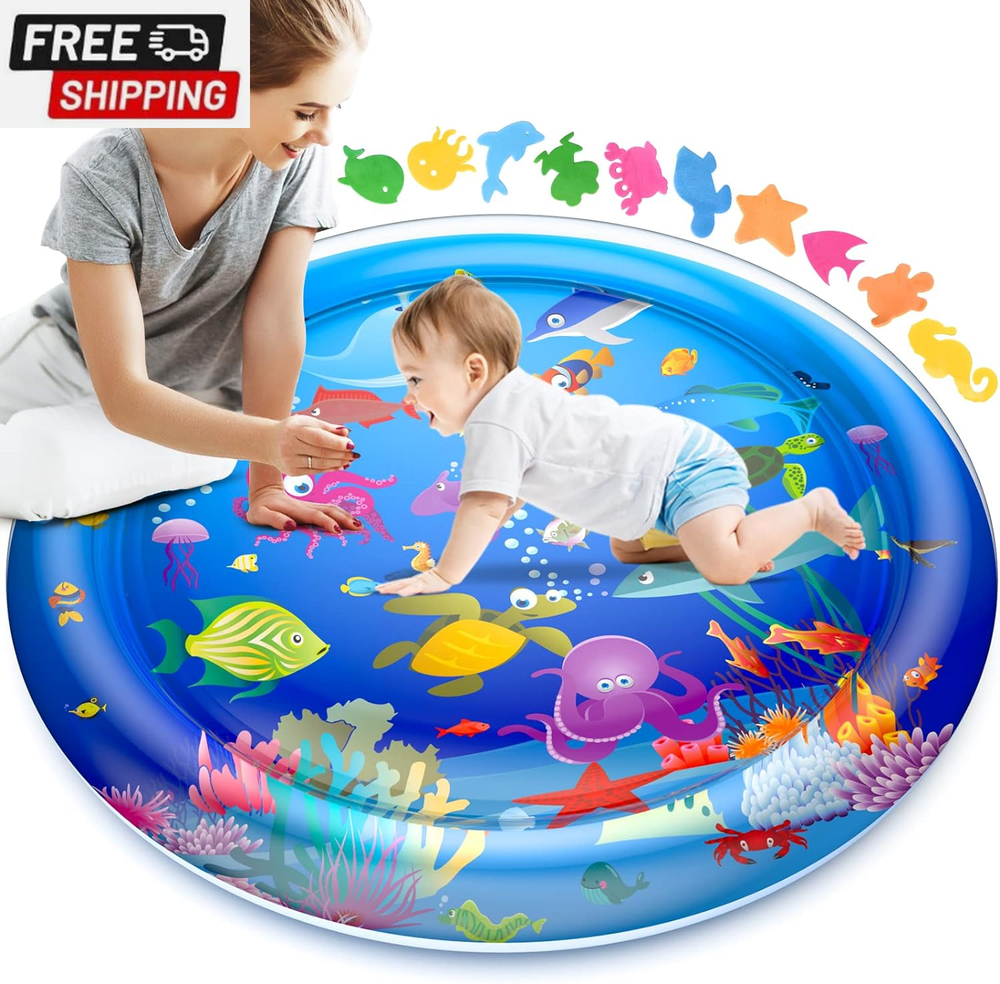 40''X40'' Large Tummy Time Water Mat for Babies, XL Baby Water Play Mat, Infant