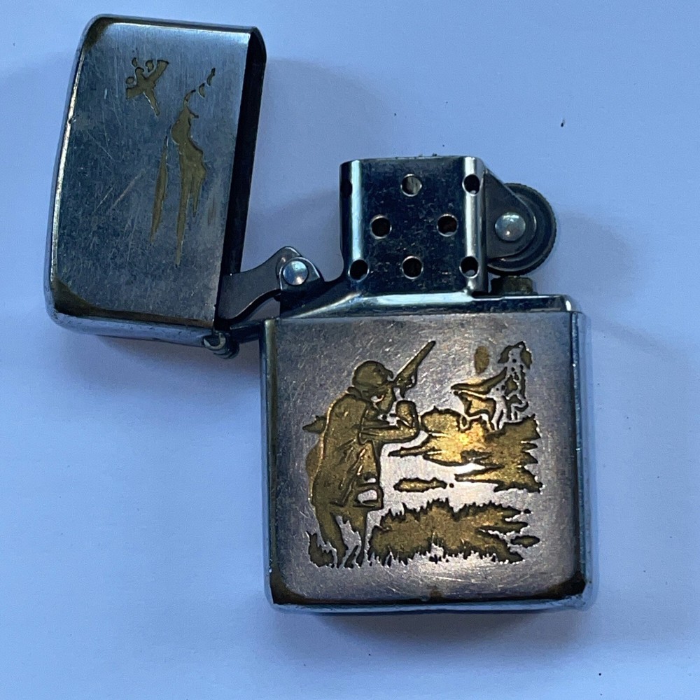 Vintage 1960’s Zippo Cigarette Lighter Bird Hunting Tobacciano & Insert