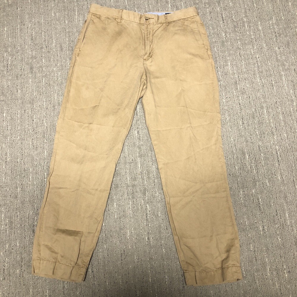 Polo Ralph Lauren Straight Fit Linen Pants Men’s Size 33x30 Khaki Preppy Trouser