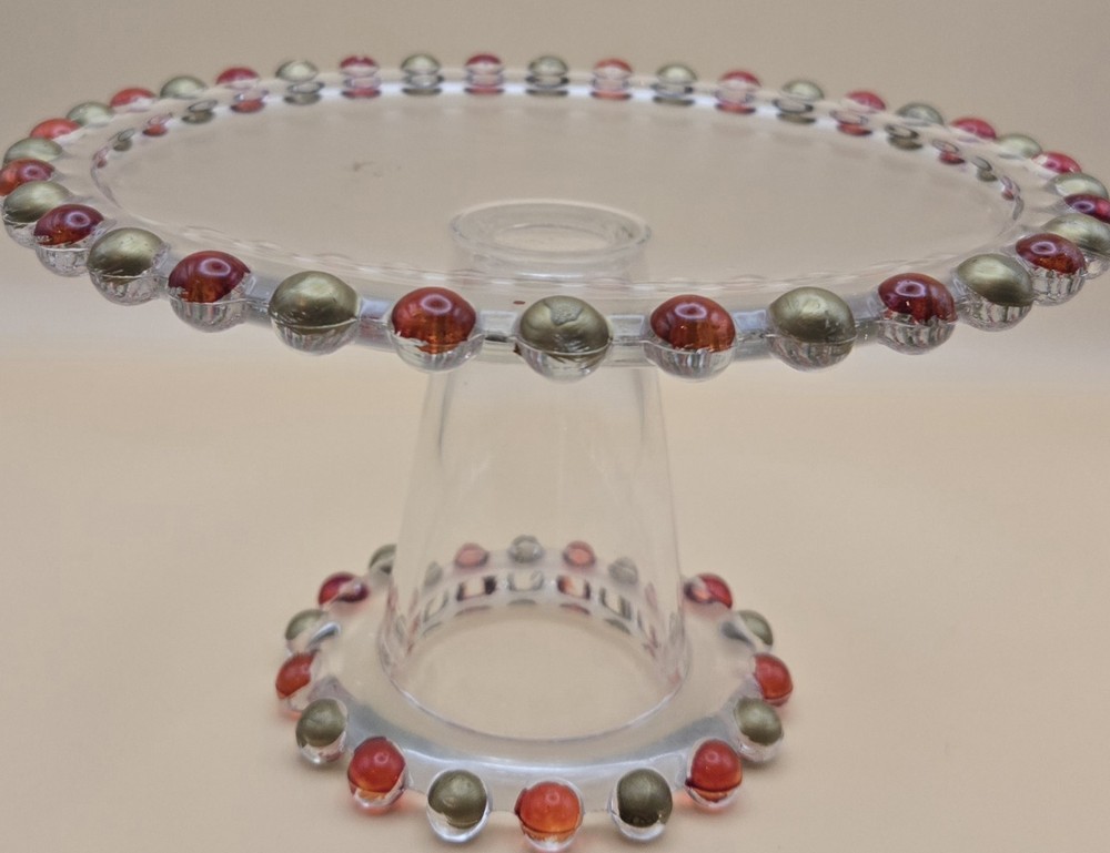 Vintage Imperial Glass Red & Gold Cake Stand for Cupcake Display