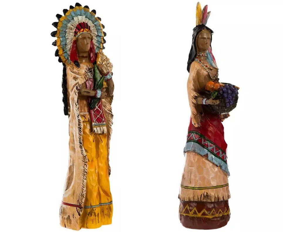 Native American Thanksgiving Figurines - 2 Pieces