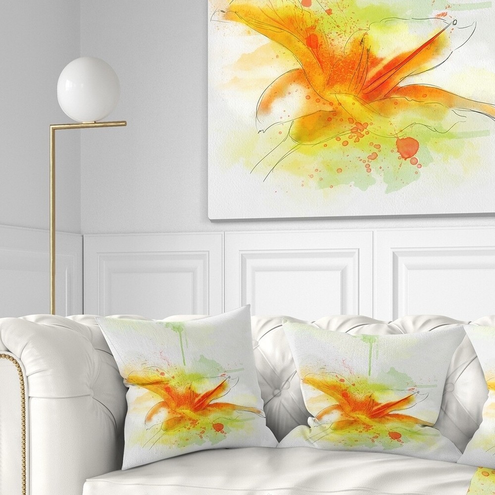 Designart 'Yellow Red Flower with Color Splashes' Floral