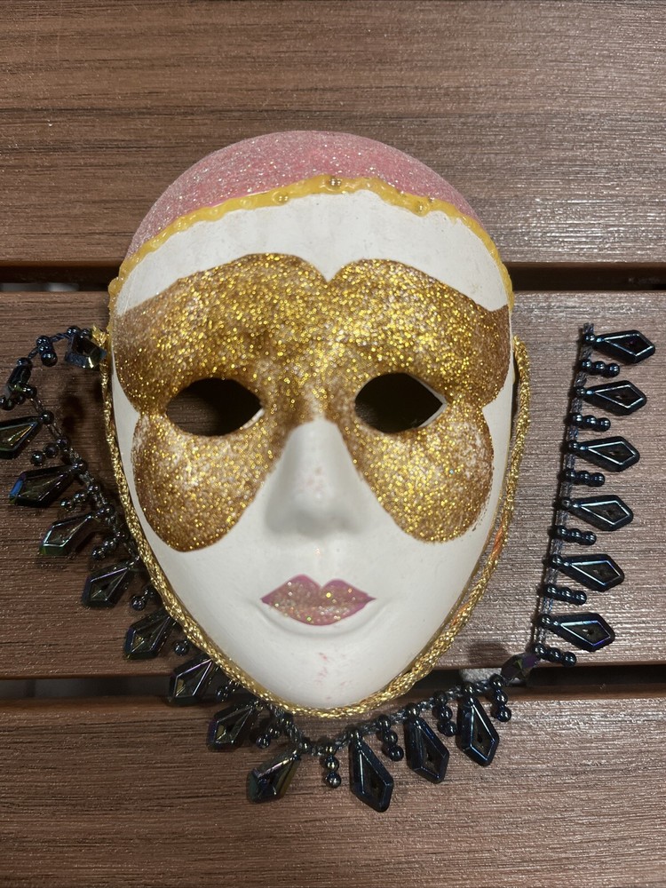 Ceramic Painted Mardi Gras Hanging Wall Mask