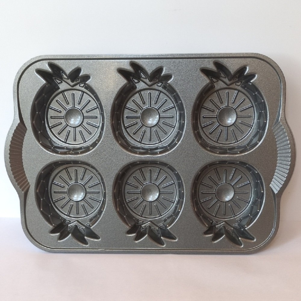 Nordic Ware Cast Aluminum Pineapple Upside-Down Mini Cake Pan 6 Cakelets Made in USA