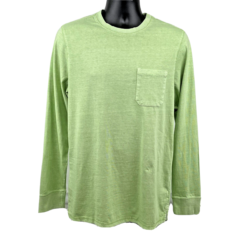 Men's Small Long Sleeve Crew Pocket T-Shirt Garment Dyed Green Goodfellow & Co.