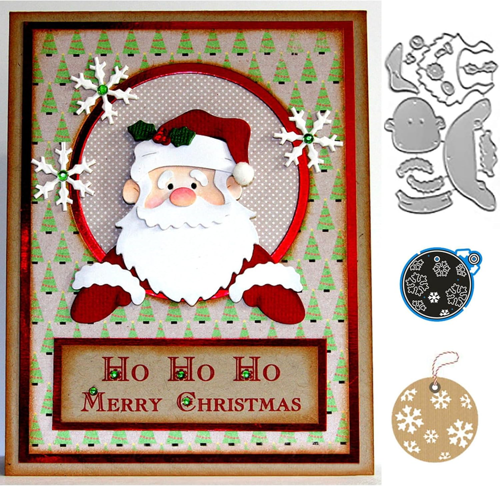 Christmas Metal Stamps and Dies for Card Making, Stamps Stencils DIY Santa Snowf