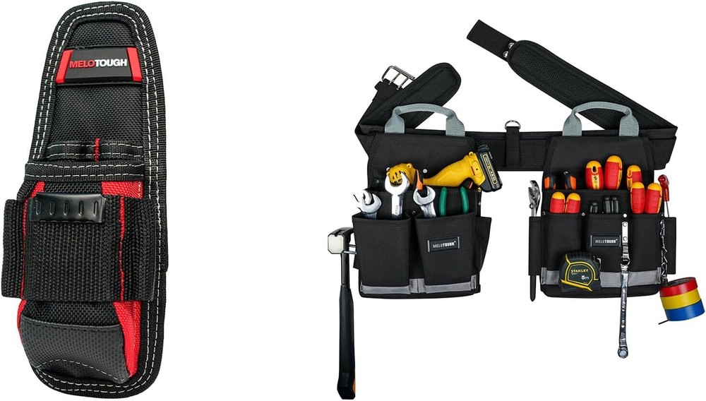 MELOTOUGH Electrician Padded Construction Rig Tool Belt Work Apron Tool Pouch Ba