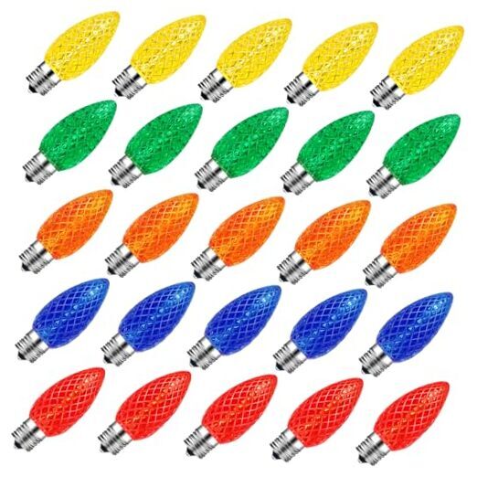 50 Packs of Multi-Colored C9 LED Christmas Replacement Lights in a Single Convenient Count of 50