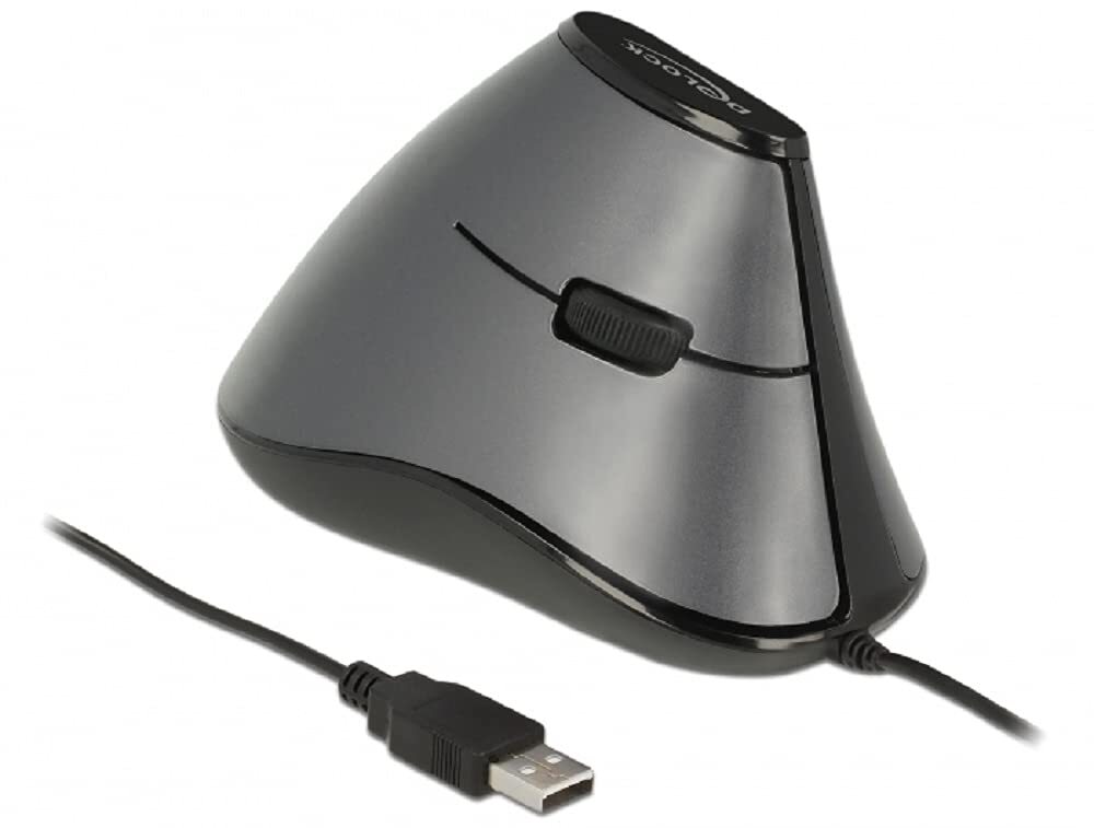 DeLOCK Ergonomic Vertical USB Mouse with 5 Buttons for Carpal Tunnel Prevention
