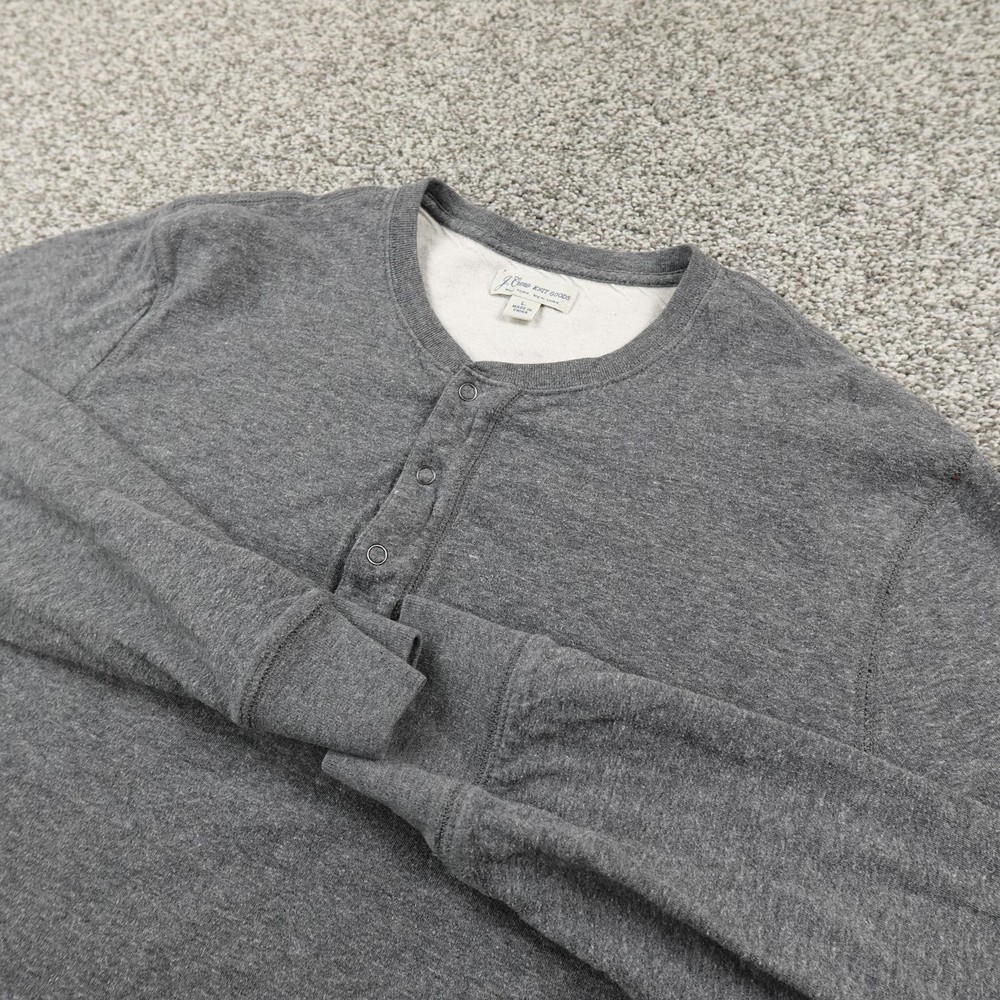 J Crew Shirt Mens L Gray Heather Double Knit Henley Long Sleeve Casual Preppy