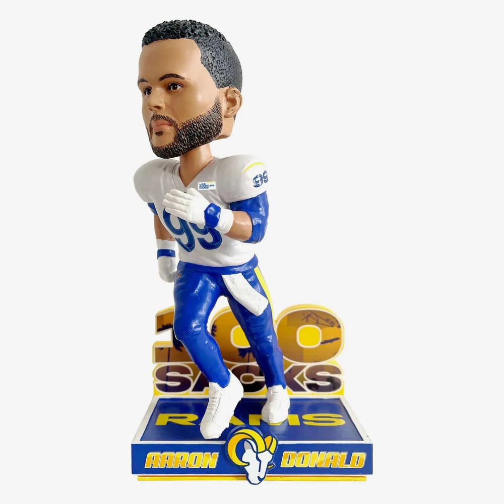 Aaron Donald St Louis Rams 100 Career Sacks Bobblehead NFL FOCO Collectible-image