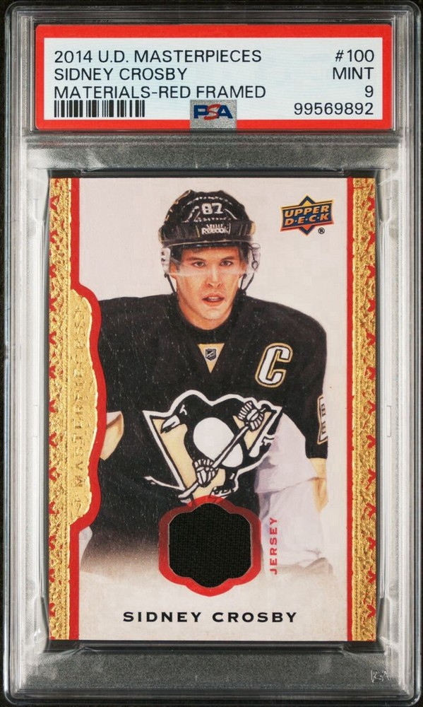 2014-15 UD Masterpieces Red Framed Sidney Crosby Memorabilia PSA 9 Pop 1 /85