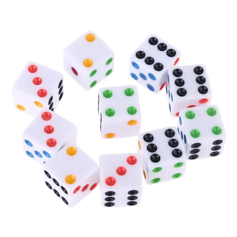10pcs/set D6 Six Sided Dice Square Opaque Dices Role Playing Game for Party