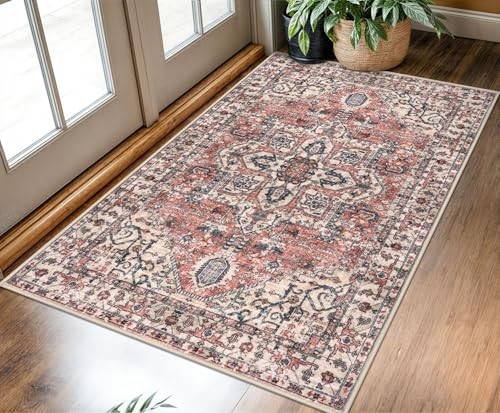 Boho Area Rug 3x5 Ft Rugs for Entryway Washable Entry Rug Non Slip Door Mat