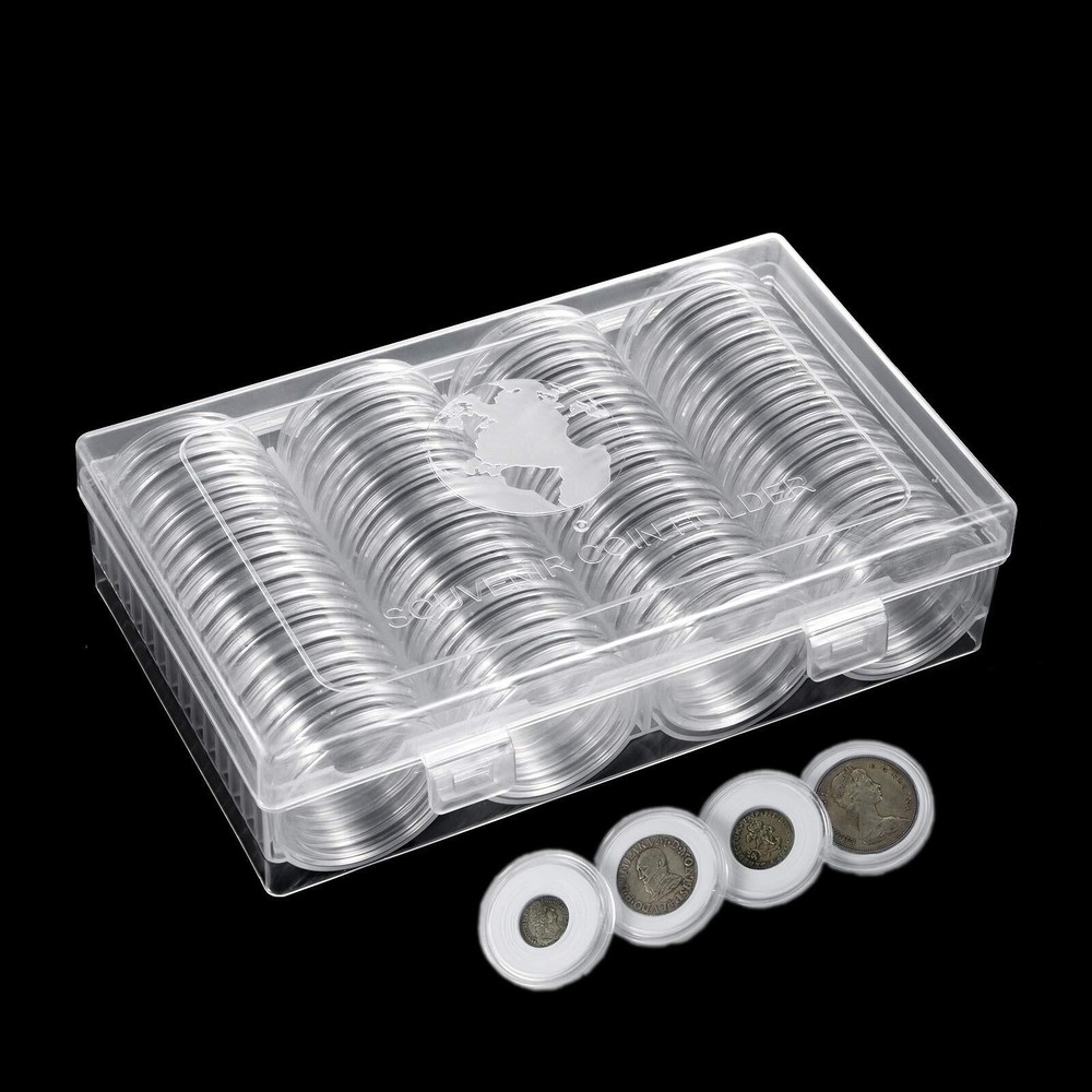 60 Pieces Coin Capsules Case, 41mm Round Large Plastic Coin Holders with Foam...