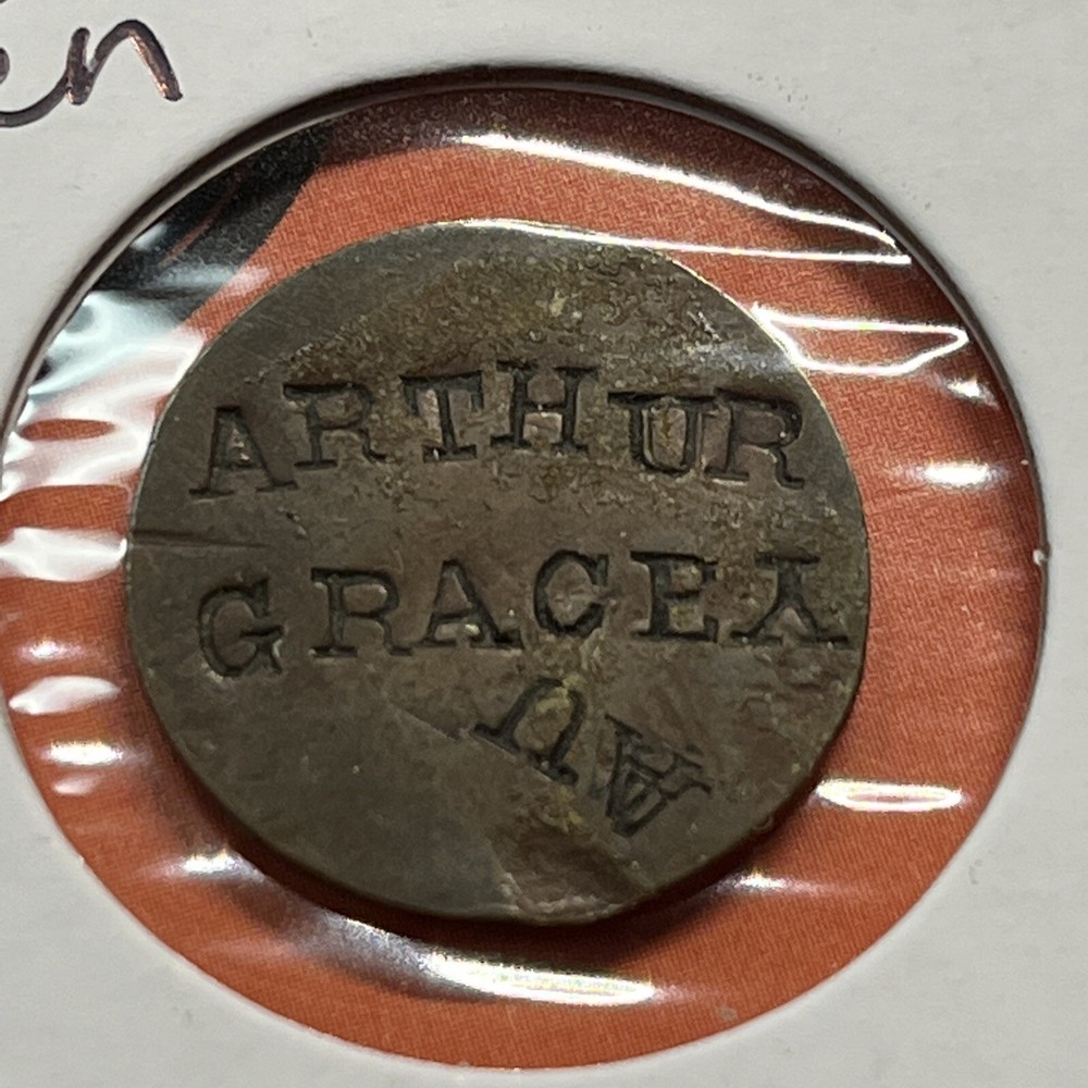 1888 Love Token Indian Head Cent Copper Coin Arthur Gracey Engraved