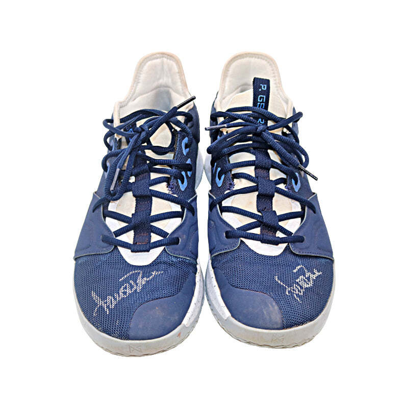Aaron Boone Autographed 2019 Game Used Blue/White Paul George Sneakers - Size 11