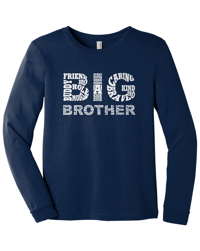 Big Brother Typography Youth Long Sleeve T-Shirt Birthday Gift Idea