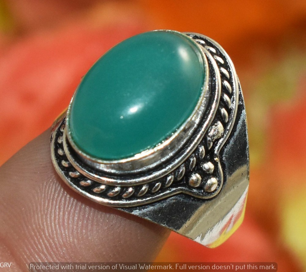 Green Onyx Gemstone Turkish Style Ring Us Size 8.5