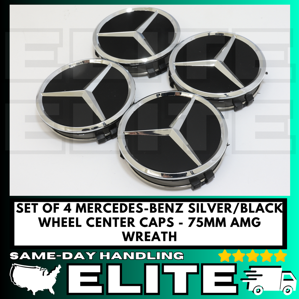 4 for Mercedes-Benz Matte Black Wheel Center Caps Emblem Hubcaps Set 75mm