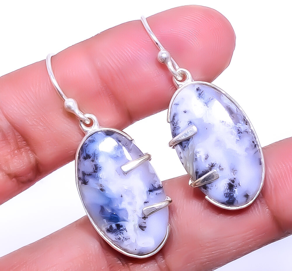 Dendritic Opal - Brazil 925 Sterling Silver Designer Earring  1.56