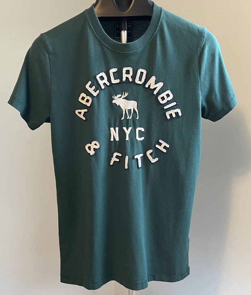 Men’s Abercrombie and Fitch Moose Muscle Fit Embroidered Small Green T-shirt-image