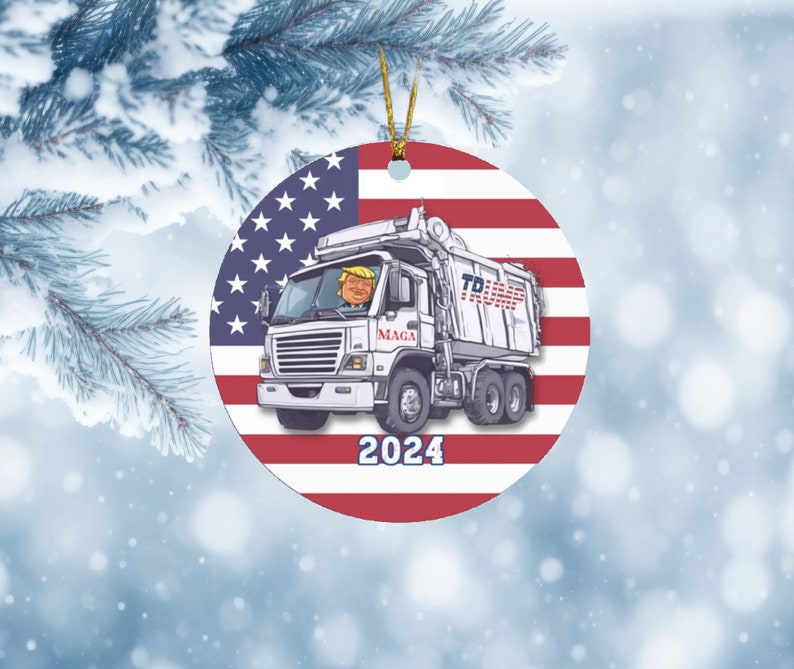 Trump Garbage Truck Ornament 2024 Donald Trump Supporter, Maga Deplorable