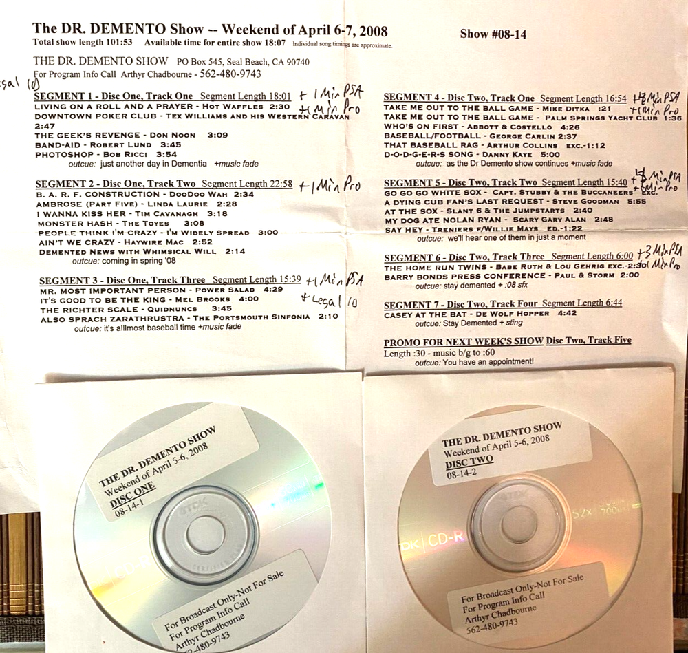 4/6/08 DR DEMENTO BASEBALL:MIKE DITKA, ABBOTT & COSTELLO, BABE RUTH & LOU GEHRIG-image