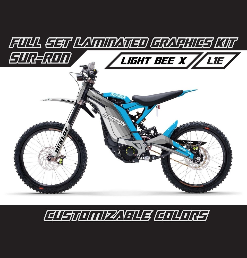 SUR RON LIGHT BEE X Lines Sky Blue Gray Full Graphics Kit Decals Wrap Skin Set