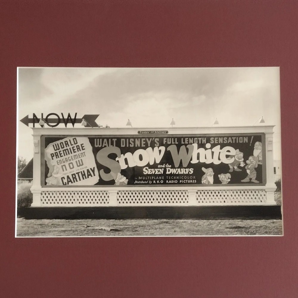 Disney Snow White World Premier Photograph of Carthay Billboard Matted