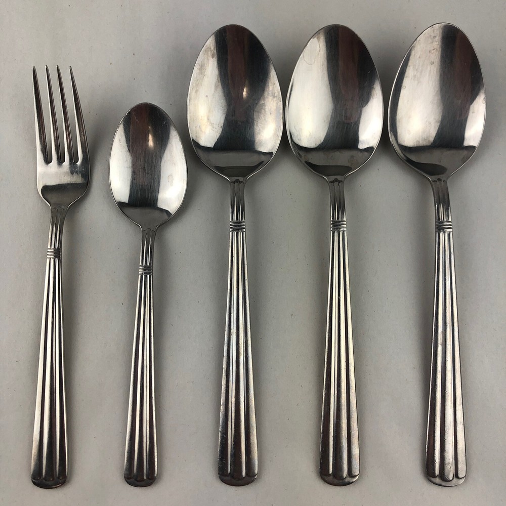 Vintage Wallace Centennial Stainless Flatware 5 Pcs Mixed Lot Fork Spoons
