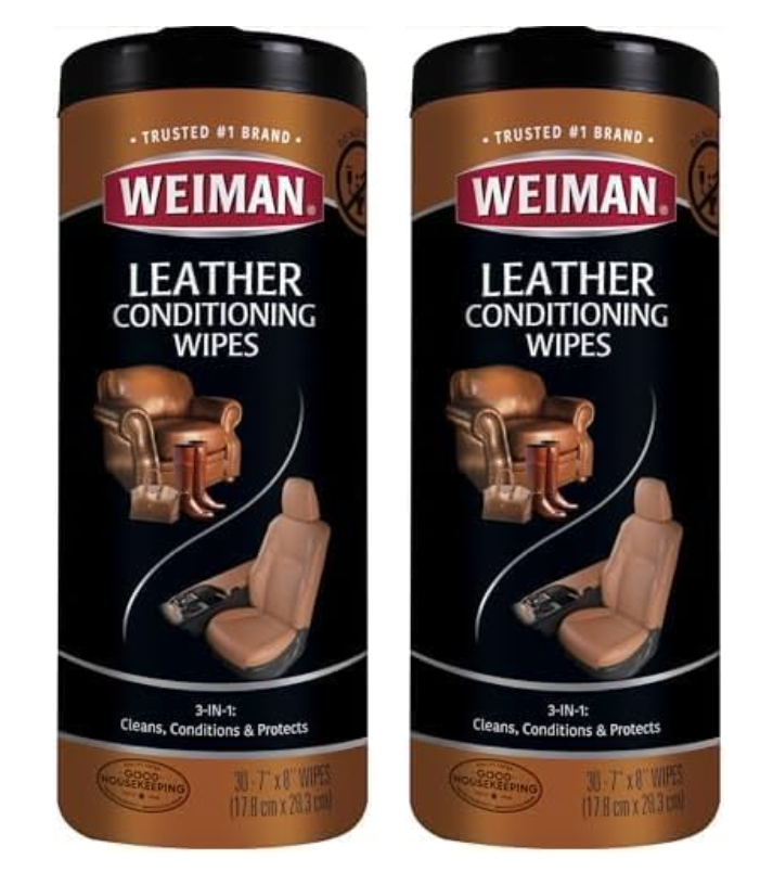 Weiman Leather Cleaner & Conditioner Wipes With UV Protection, Prevent Cracking