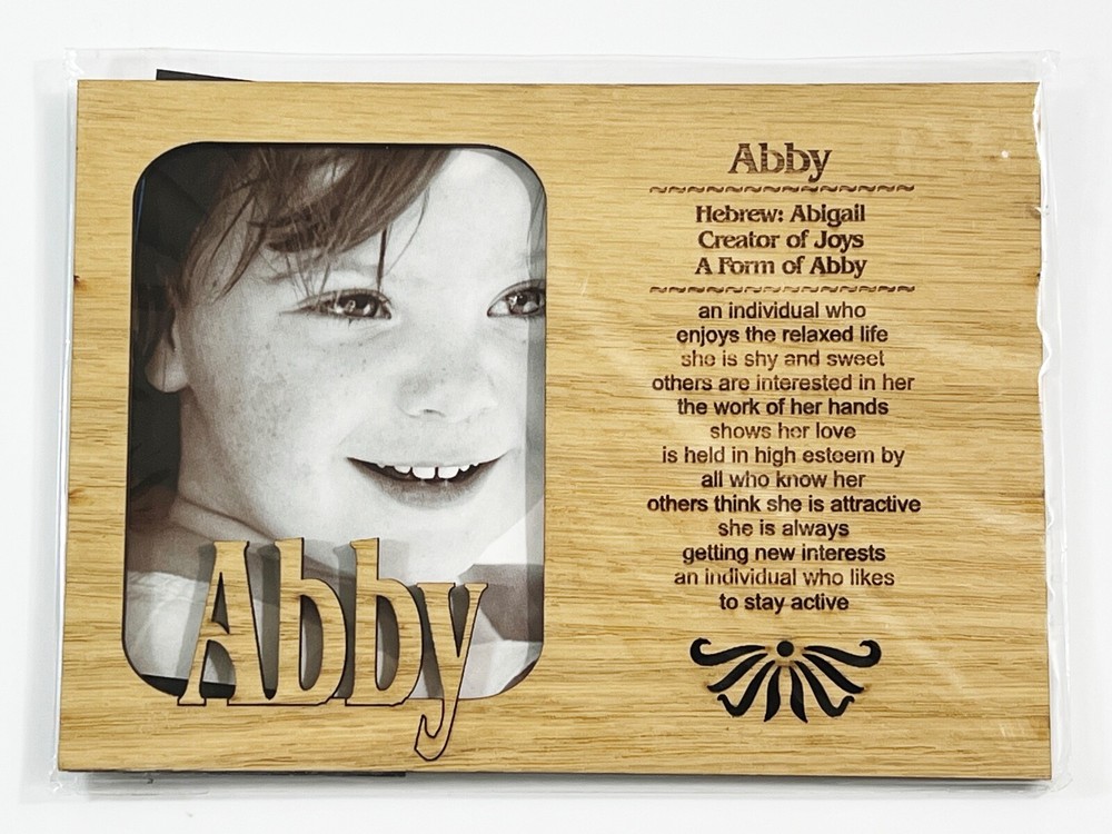 ABBY Personalized Name Profile Laser Engraved Wood Picture Frame Magnet-image
