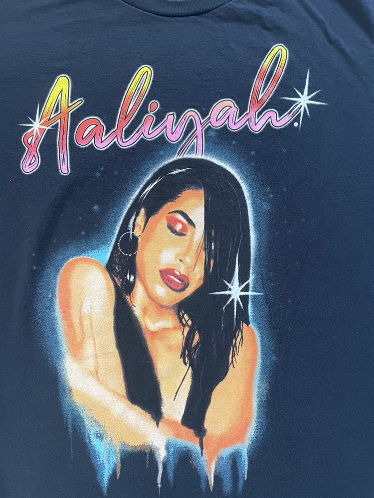 Aaliyah Singer T Shirt Men Medium Adult Black Pop Hip Hop Music Retro Stars-image