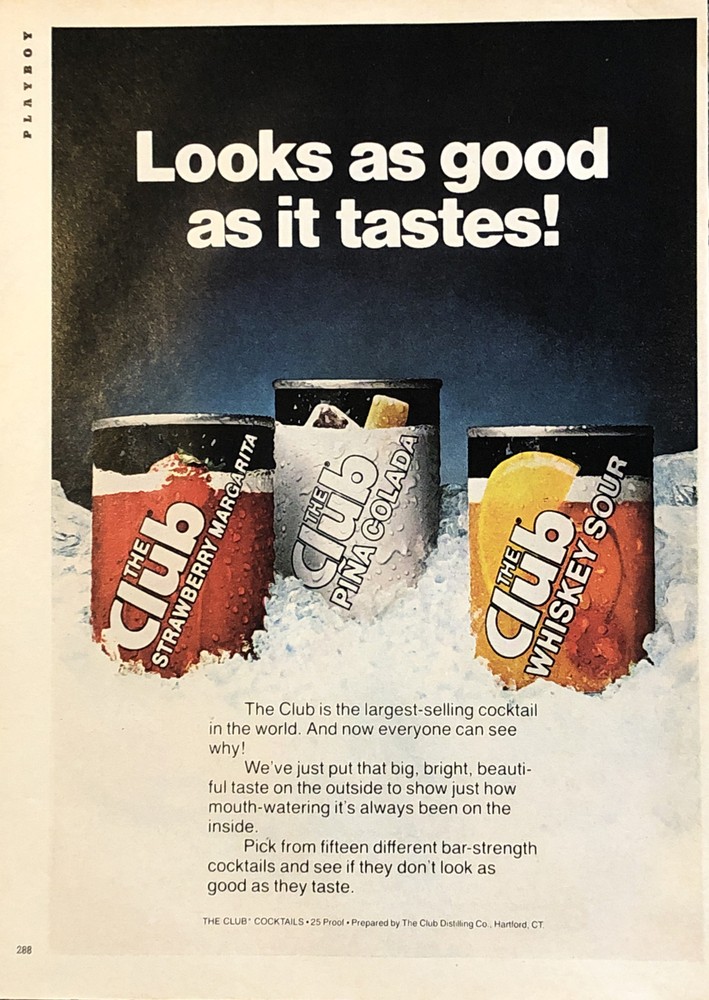 1980 The Club Cocktails PRINT AD Ready Made Drink Pina Colada Margarita VTG 80s-image