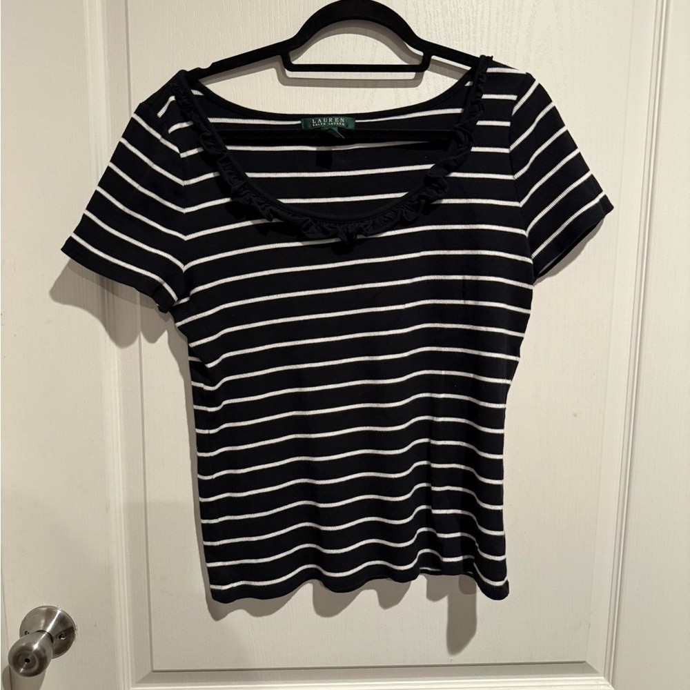 Ralph Lauren black and White Striped Short Sleeve top