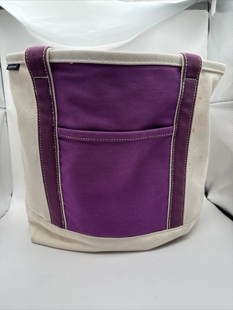 Lands' End Canvas Tote Bag Open Top 5-Pocket Medium Purple 12” x 12”