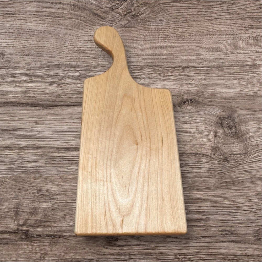 Handcrafted Maple Hardwood Cutting Board with Curved Handle for Rustic Kitchens