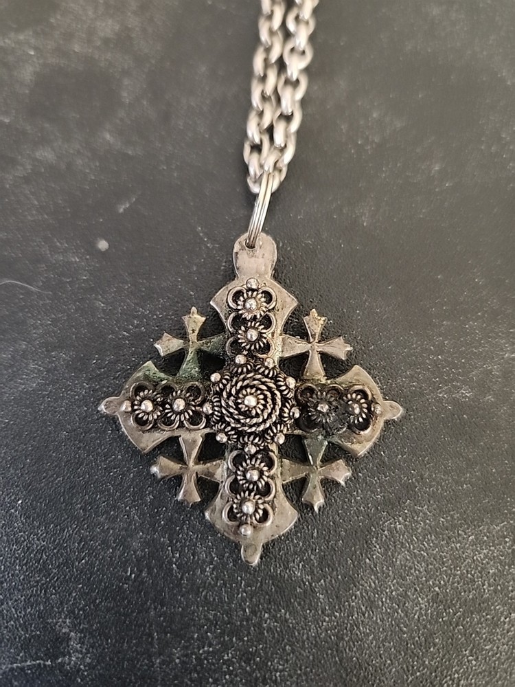 Vintage Jerusalem Cross Pendant Necklace