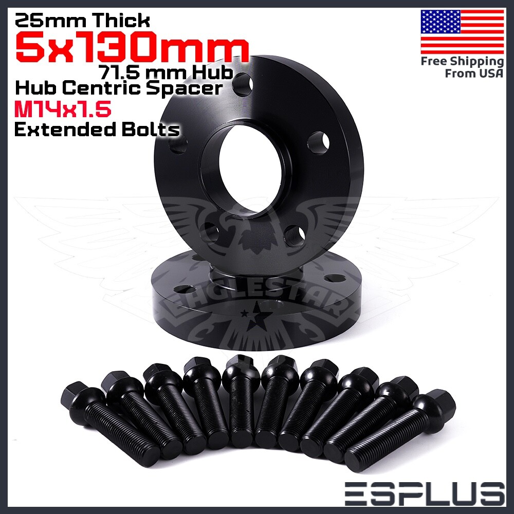 2Pc 25 mm Thick HUB CENTRIC WHEEL SPACER 5X130 CB 71.5mm 14x1.5 FIT Porsche Audi