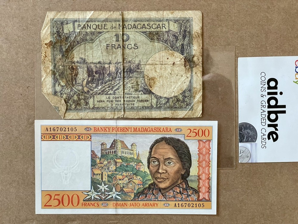 MADAGASCAR 2500 FRANCS = 500 ARIARY nd 1998 UNC & Historic Note | X2 Note Lot