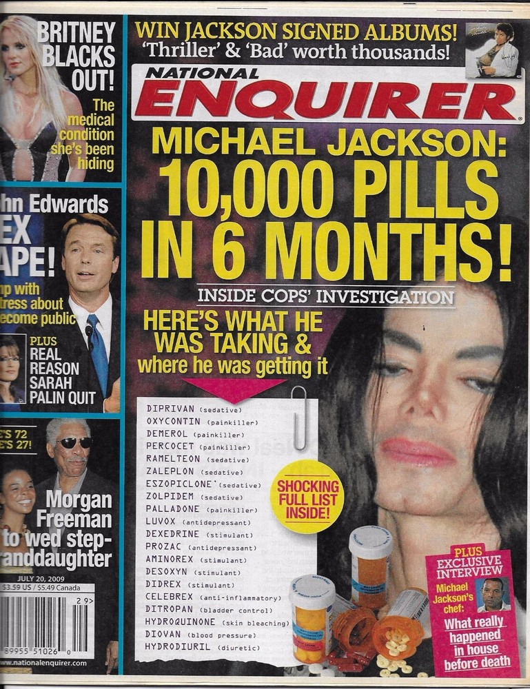 National Enquirer Magazine Michael Jackson Britney Spears Morgan Freeman 2009