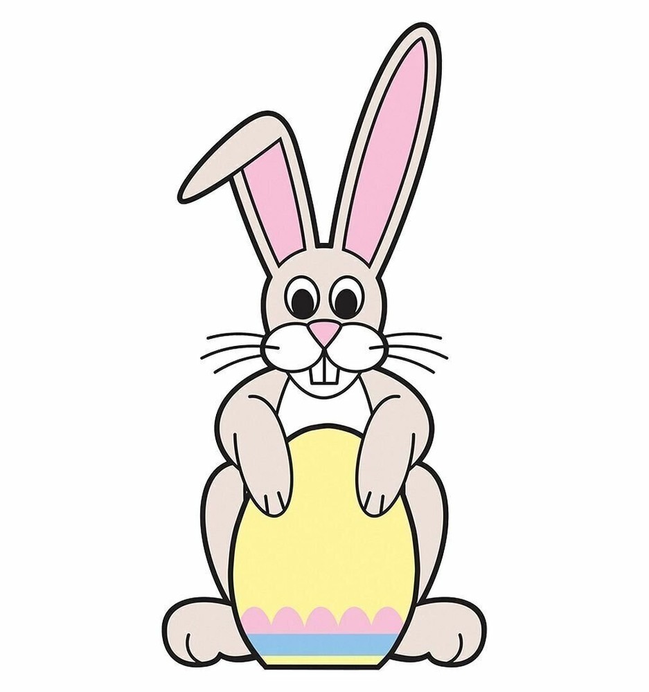 Easter Bunny With Egg Sign Board Cardboard Cutout Standup Standee