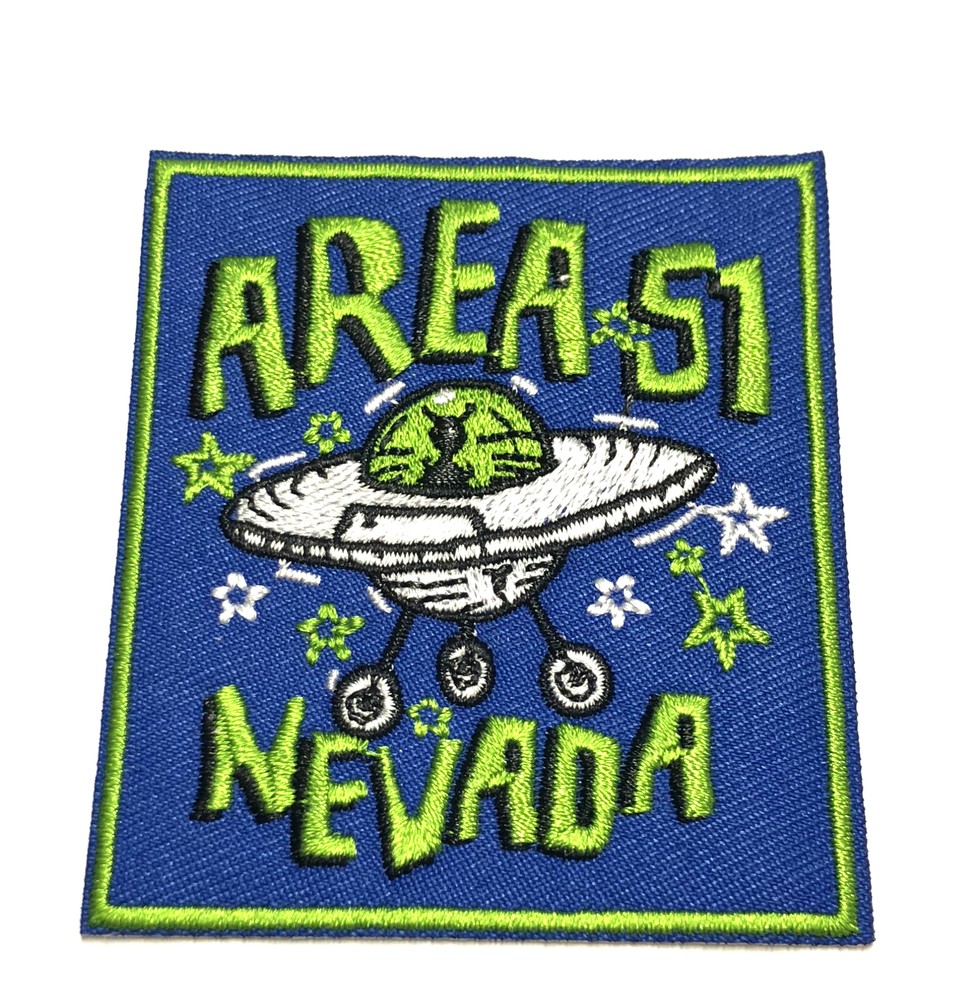 Area 51 Nevada Patch Embroidered Iron-On Applique UFO Aliens Xfiles Area 51