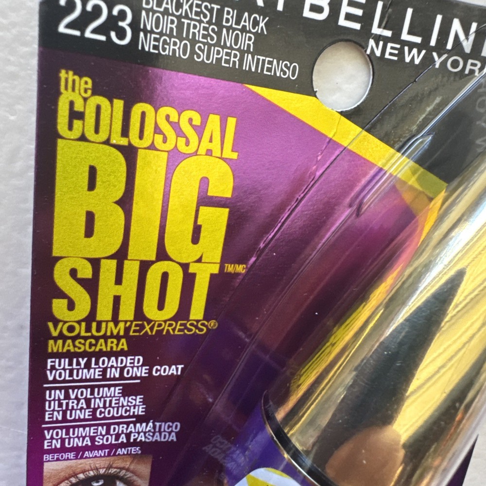 2x Maybelline Colossal Big Shot Volumizing Mascara Blackest Black #223