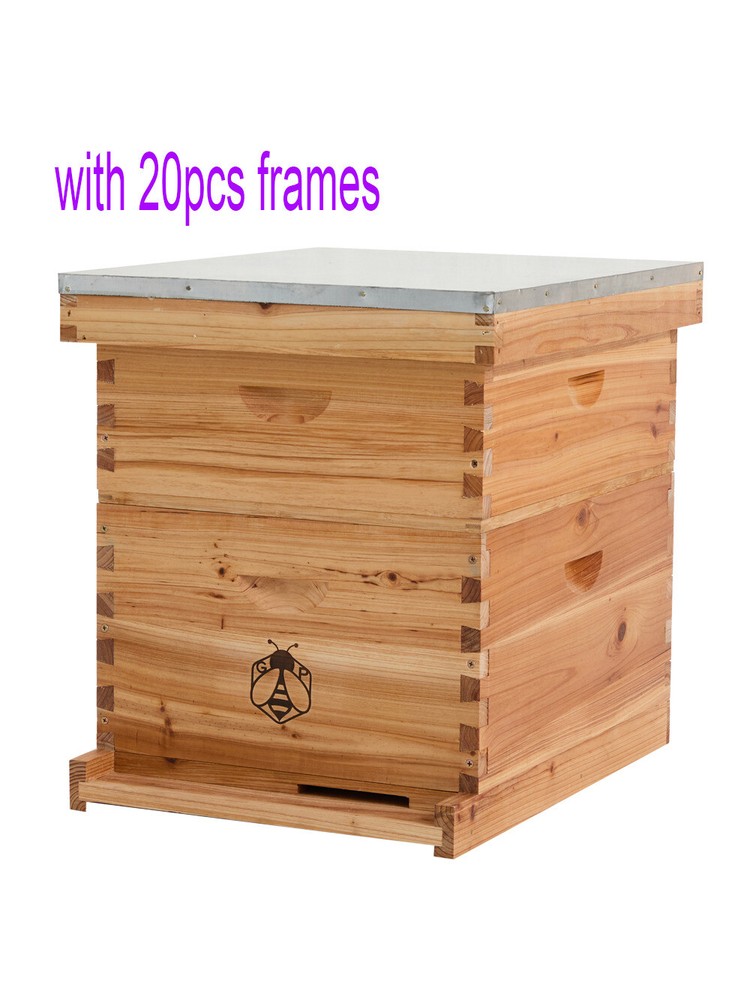 Waxed Langstroth Beehive Kit with 20 Frames - 10 Deep & 10 Medium Boxes for Beekeeping
