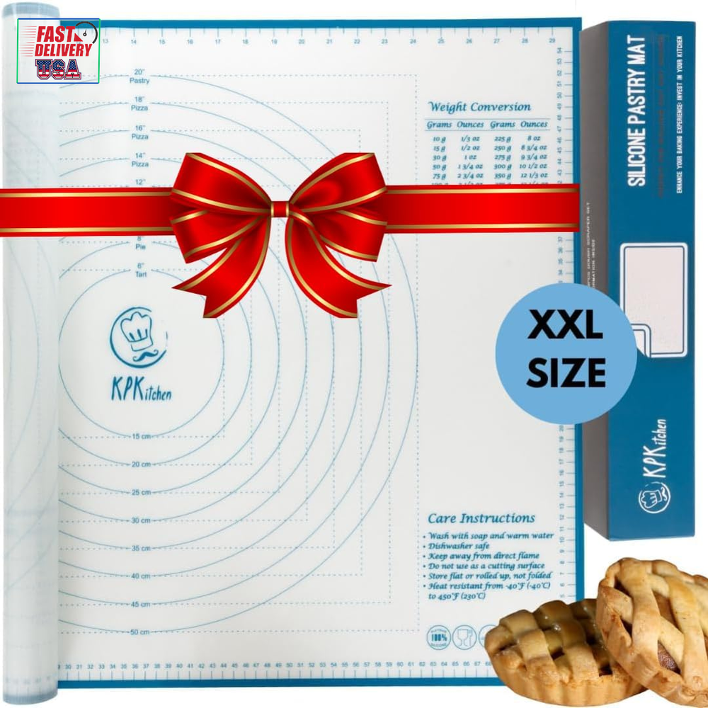 XXL SIZE Silicone Pastry Mat for Rolling Dough Non Slip Extra Large - 23,5'' X 3