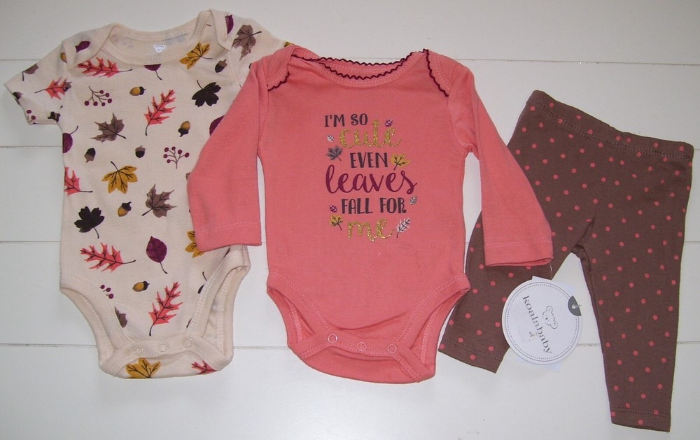 Koala Baby 3-Piece So Cute Leaves Fall For Me Bodysuit & Legging Set 0-3M