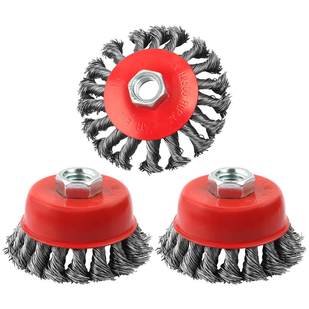 3 Pack Wire Wheel Brush for Angle Grinder, 4 Inch Angle Grinder Wire Wheel, W...