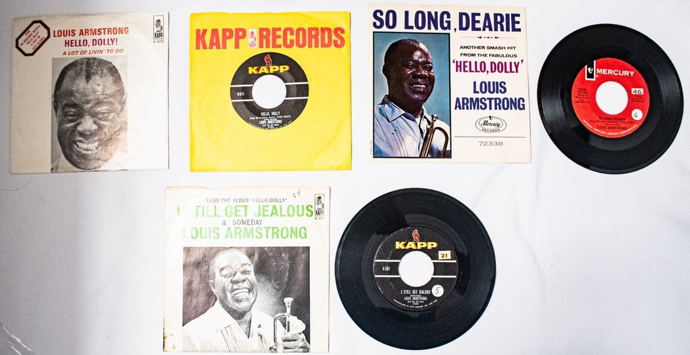 Louis Armstrong Lot of 3 - 45s Hello Dolly So Long Dearie I Still Get Jealous
